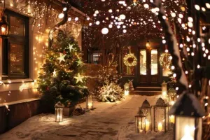 String lights and tree lighting for an outdoor event in metro Atlanta
