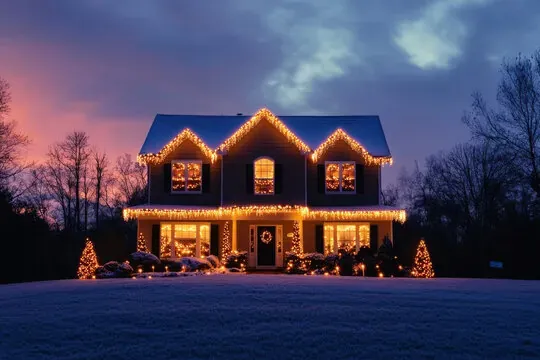 Swim and tennis entrances, lit for December